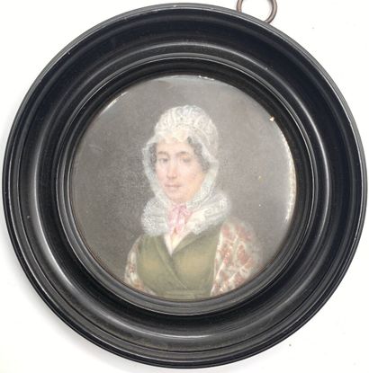 Circular miniature with polychrome painted...