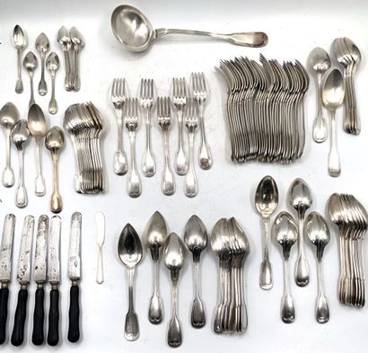 Set of silver plated cutlery, double threaded...