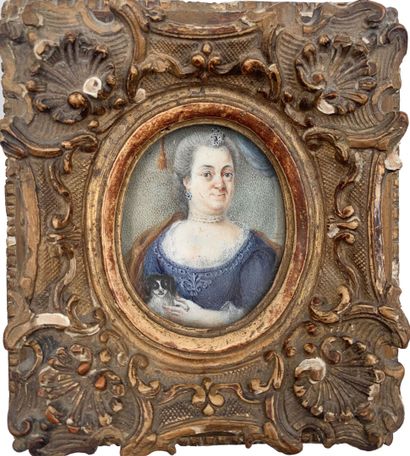 Oval miniature with polychrome painted decoration...