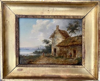 School of the XIXth century 
Thatched cottage...