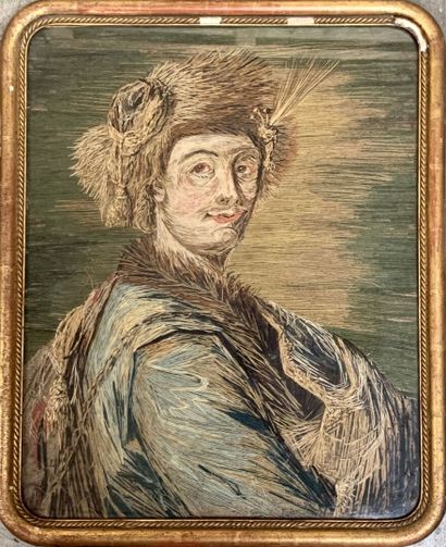 Woven portrait of an elegant man.
19th century
Sight...