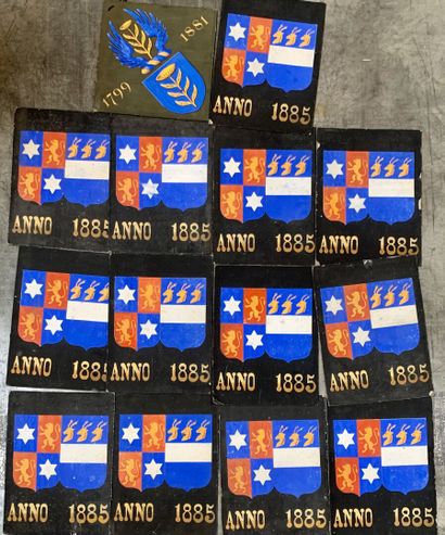Panel representing a coat of arms.
Gouache...
