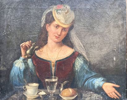 French school of the 19th century
The tea
Oil...
