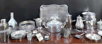 Set of silver plated metal including tray,...