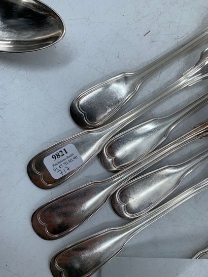 Set of silver plated cutlery, double threaded...