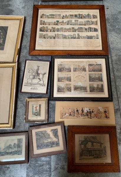 Lot de gravures encadrées représentant des...