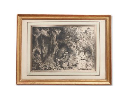 REMBRANDT VAN RIJN after 
Saint Francis praying...