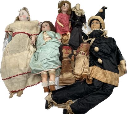 Set including three porcelain head dolls...