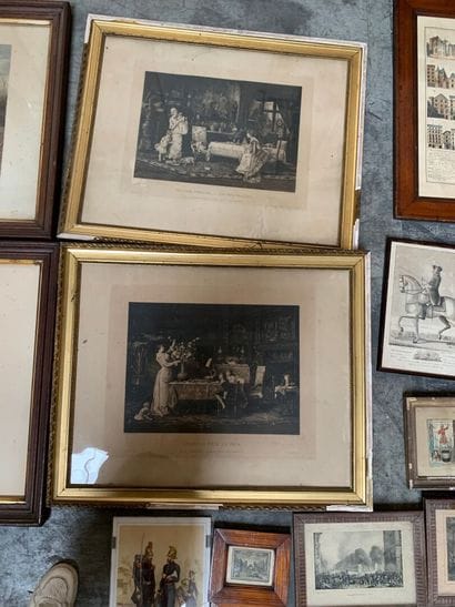 Lot de gravures encadrées représentant des...