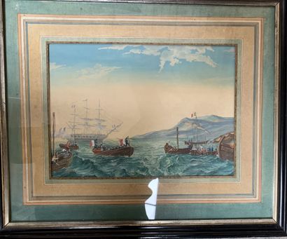 French school of the 19th century 
Marine
Gouache...