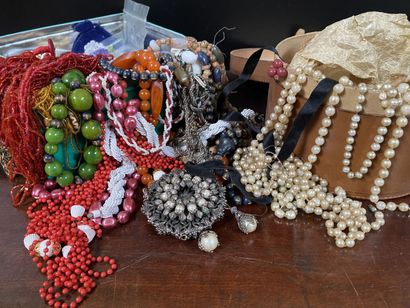 Lot of costume jewelry including pearl necklaces...