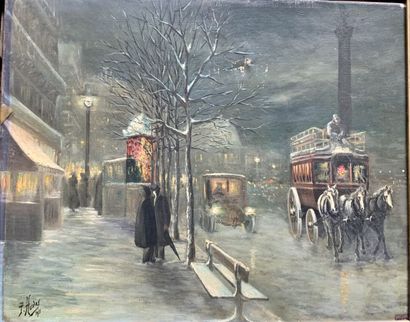 P. HUDRY (20th century)
Parisian street at...