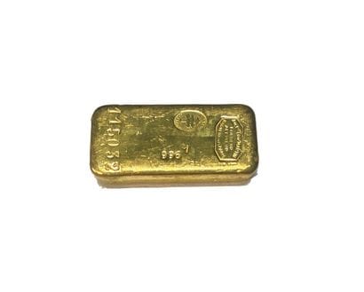 One gold ingot, gross weight 1001.3 g, fine...