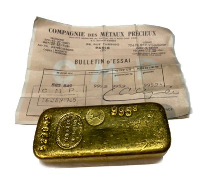 One gold ingot, gross weight 999.8 g, fine...