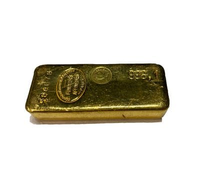 One gold ingot, gross weight 1000 g, fine...
