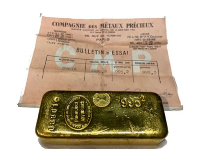 One gold ingot, gross weight 1000.2 g, fine...