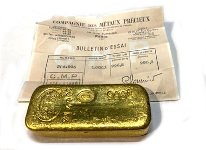 One gold ingot, gross weight 1000.1 g, fine...