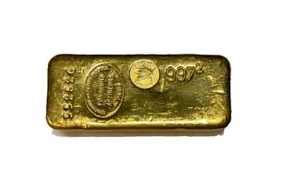 One gold ingot, gross weight 999.9 g, fine...