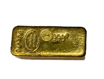 One gold ingot, gross weight 1000 g, fine...