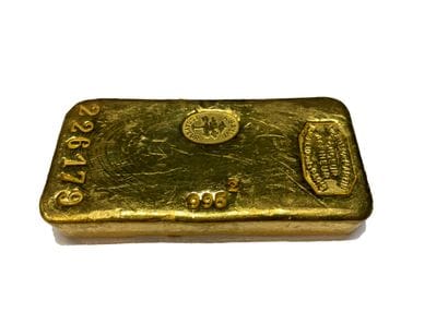 One gold ingot, gross weight 999.5 g, fine...