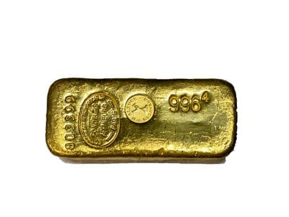 One gold ingot, gross weight 1000 g, fine...