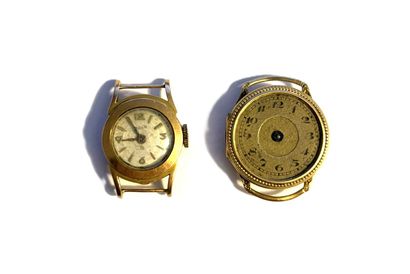 DEUX BOITES de montre en or jaune 750 millièmes,...
