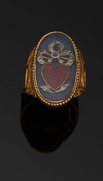 BAGUE en or jaune 750 millièmes, le centre...