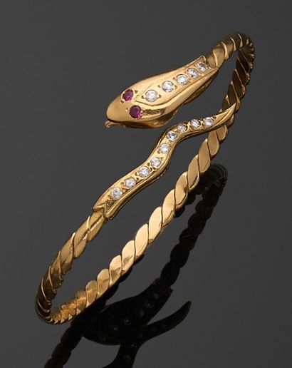 BRACELET rigide ouvert en or jaune 750 millièmes...