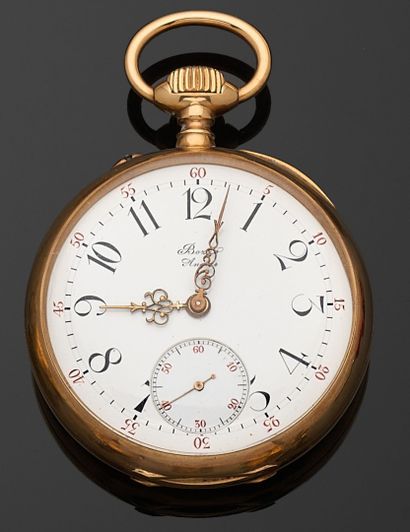 MONTRE de poche en or jaune 750 millièmes,...