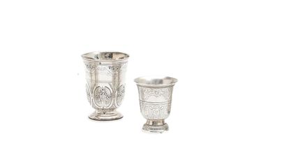 TWO TIMBALES in silver 925 thousandths, engraved...