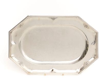 Rectangular octagonal silver platter, 925...