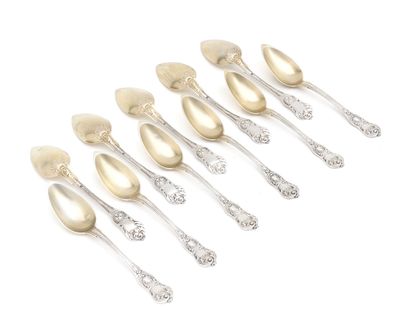 ELEVEN silver and vermeil spoons 925 thousandths,...