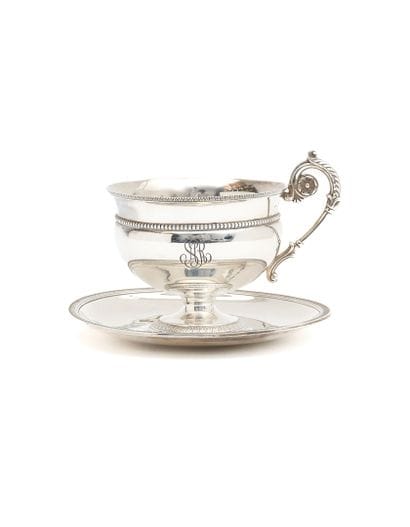 MUG and its display stand in silver 925 thousandths,...