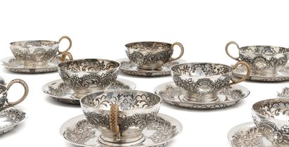 SET of twelve 925 thousandths silver cups...
