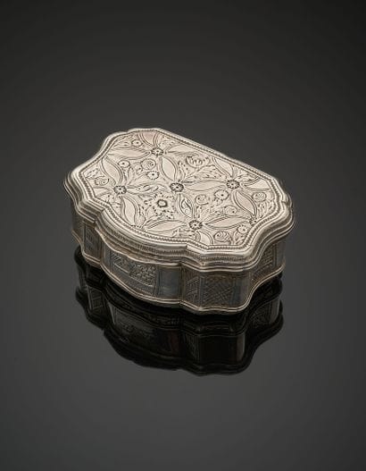 SILVER BOX, the lid and base engraved with...