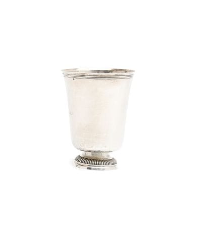 Silver TIMBALE, resting on a gadrooned pedestal,...