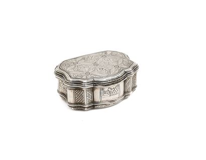 SILVER BOX, the lid and base engraved with...