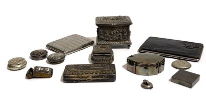 SET of eleven metal boxes, a small lid and...