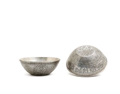 TWO silver BOWLS, 900 thousandths, engraved...