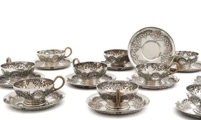SET of twelve 925 thousandths silver cups...