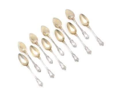 ELEVEN silver and vermeil spoons 925 thousandths,...