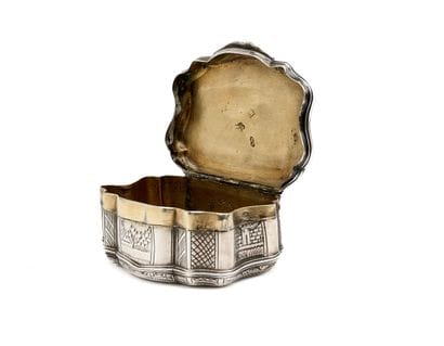 SILVER BOX, the lid and base engraved with...