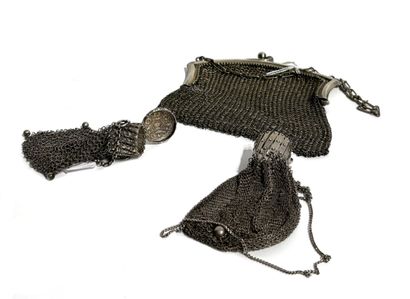 SET of seven chainmail purses in 800 thousandths...