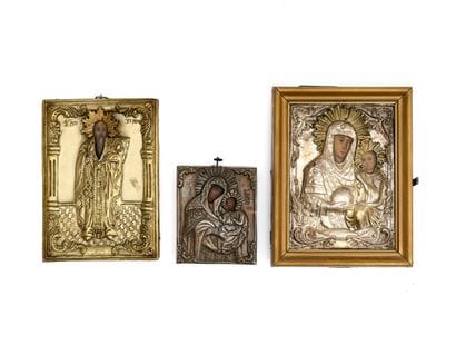 SET OF THREE ICONS covered with metal rizzas...