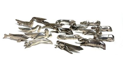SIXTEEN silver-plated 
