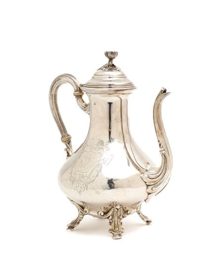 Quadripod silver teapot 925 thousandths with...