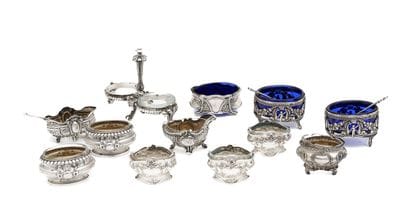SET of eight 925 thousandths silver salt...