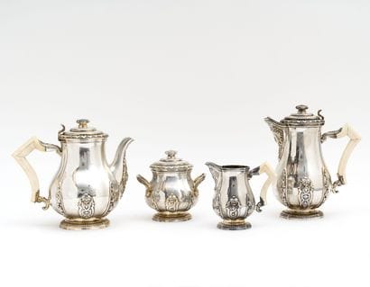 Four-piece tea and coffee service in 925...