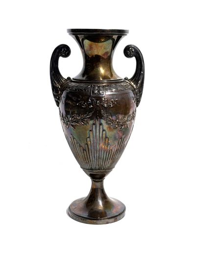 VASE in 800 thousandths silver, decorated...