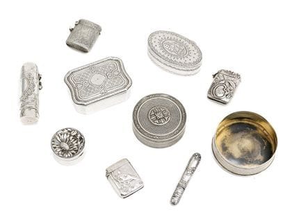 SET of ten silver boxes, 925 thousandths...